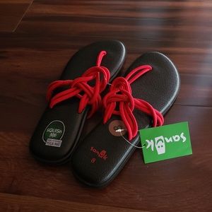 Sanuk Sunshine Yoga Mat Sandal Flip Flops Red sz 8